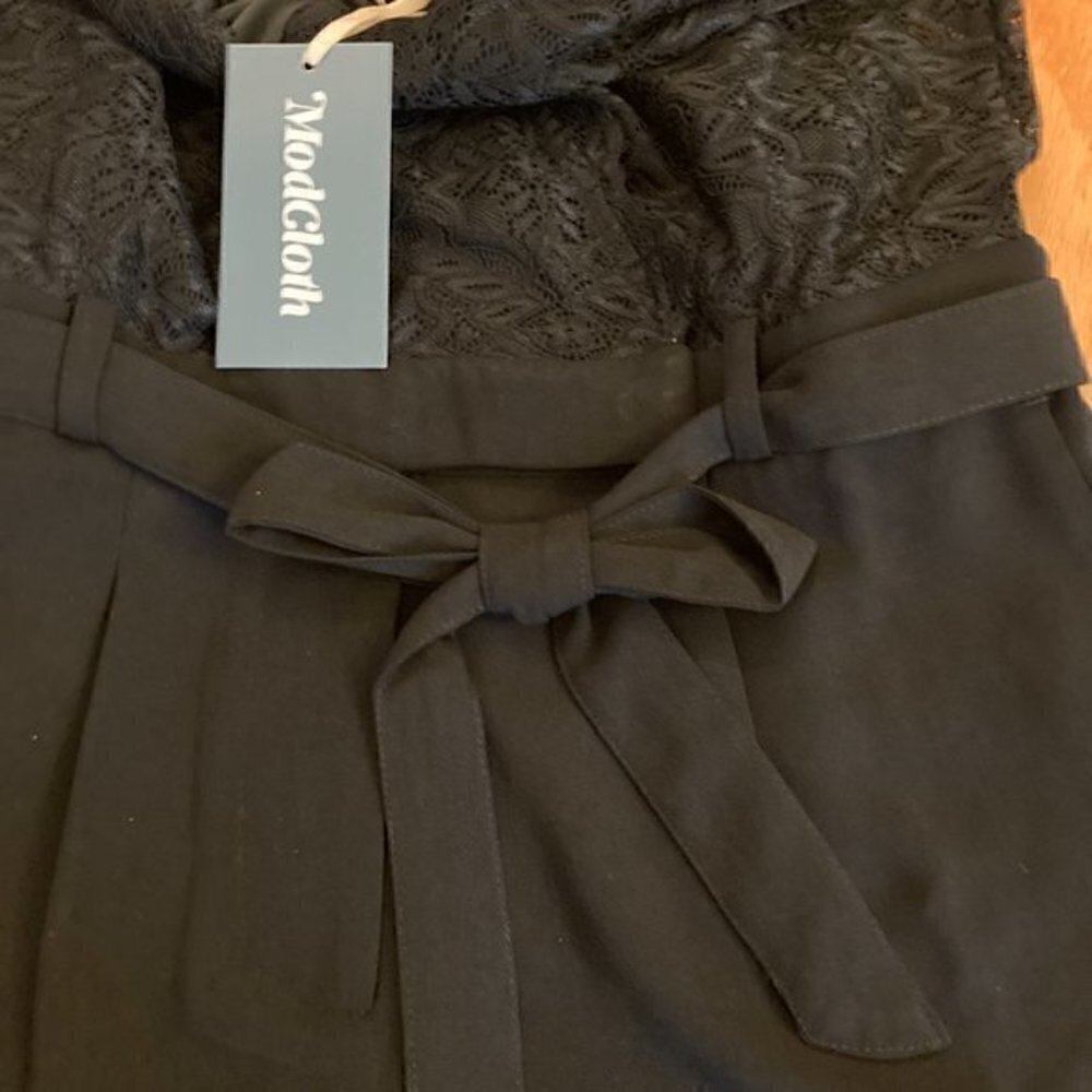 ModCloth All the Feels Lace Twofer Black Jumpsuit Sz S NWT - Picture 7 of 11